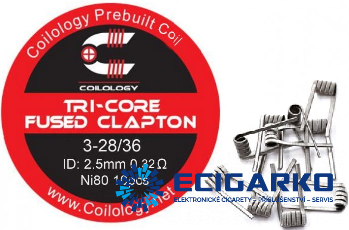 Coilology Tri-Core Fused Clapton předmotané spirálky Ni80 0,32ohm 10ks