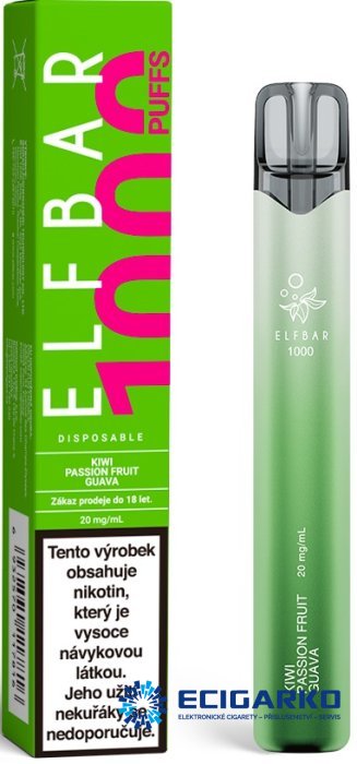 Elf Bar 1000 jednorázová e-cigareta Kiwi Passion Fruit Guava 20mg