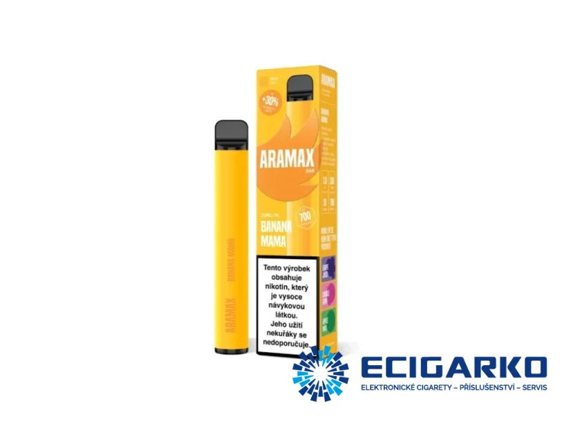 Aramax Bar jednorázová e-cigareta Banana Mama 20mg