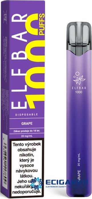 Elf Bar 1000 jednorázová e-cigareta Grape 20mg