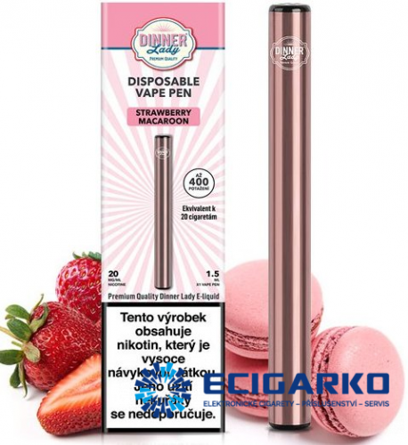 Dinner Lady Vape Pen jednorázová e-cigareta 20mg Strawberry Macaron