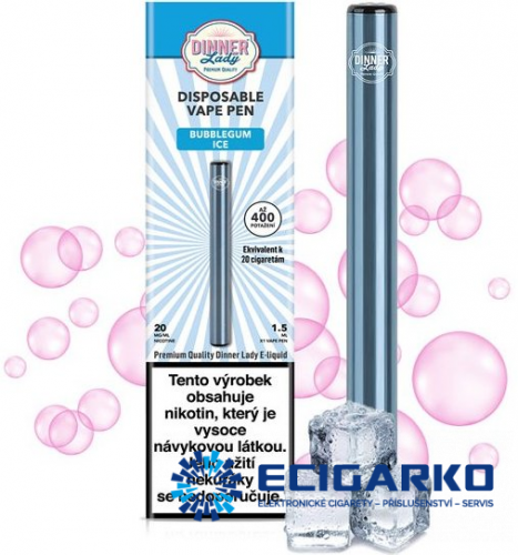 Dinner Lady Vape Pen jednorázová e-cigareta 20mg Bubblegum Ice