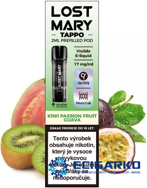 Lost Mary Tappo 1x cartridge Kiwi Passion Fruit Guava 17mg Lost Mary Tappo 1x cartridge Kiwi Passion Fruit Guava 17mg